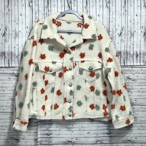 POL Floral Oversized Sherpa Jacket